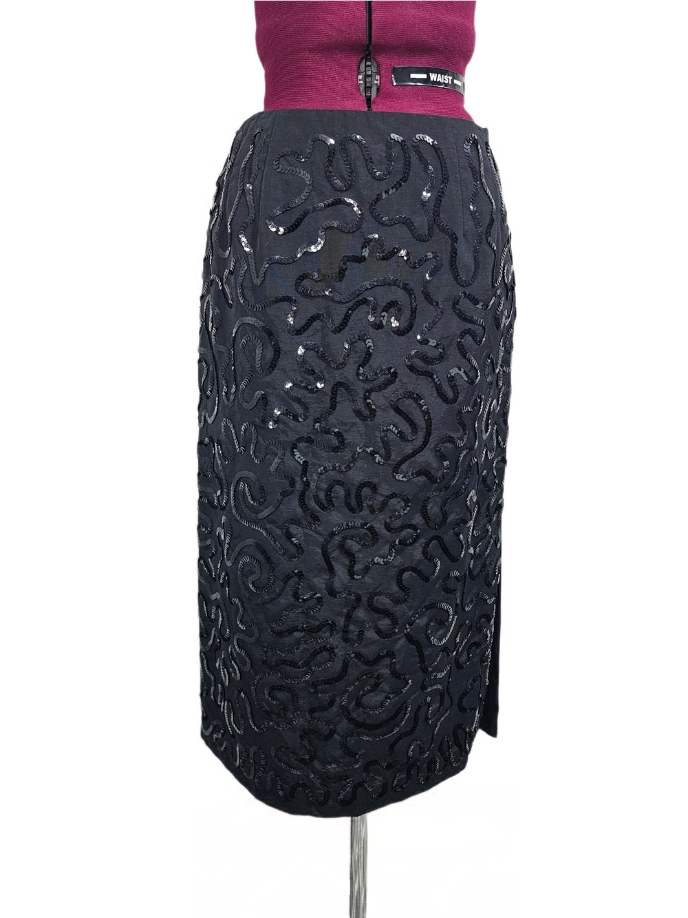 Talbots Black Sequin-Embellished Cocktail Evening Glam Gothic Pencil Skirt
